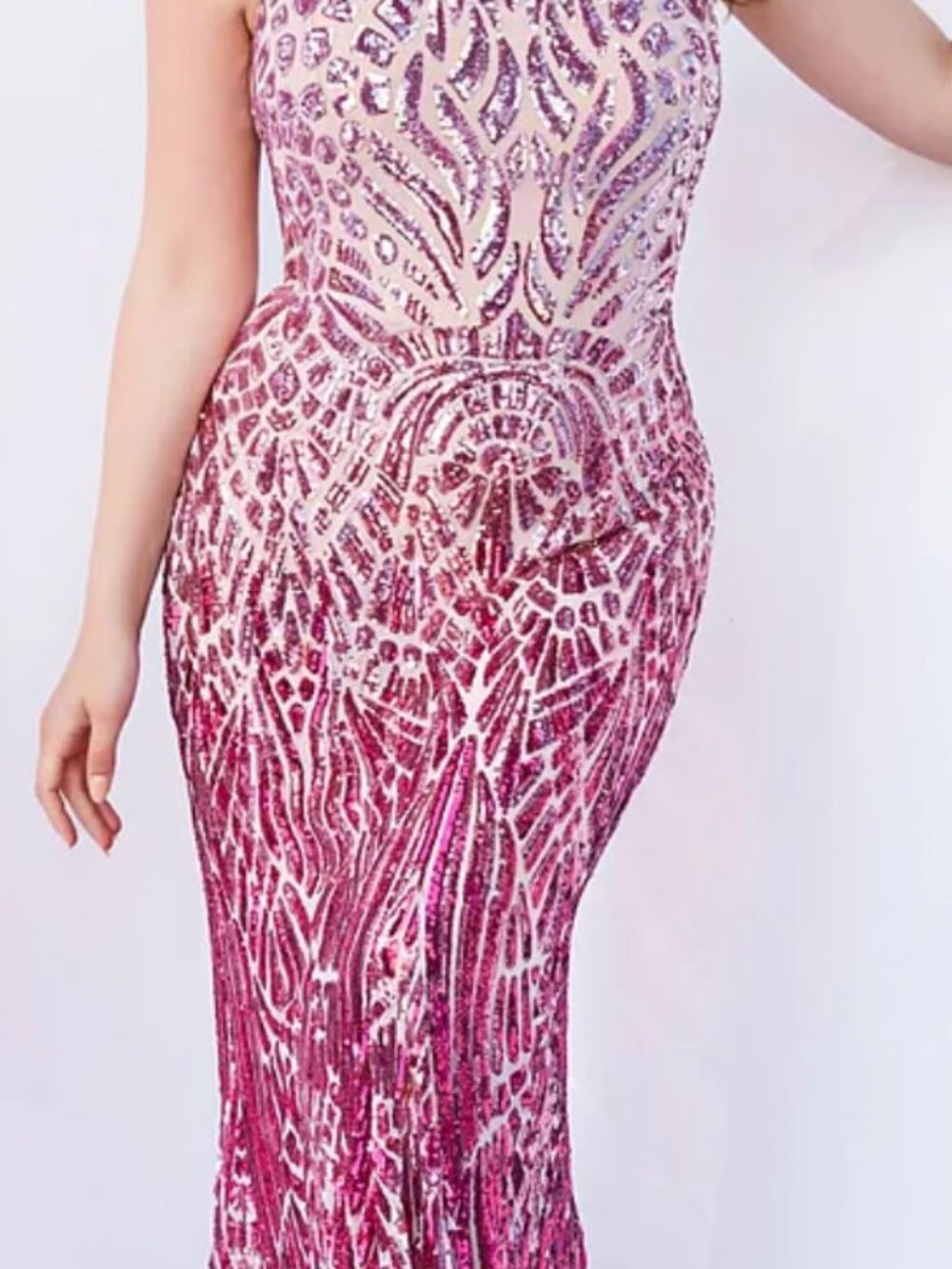 Jovani 06469 Ombre Pink/Fuschia Sequin Prom Dress - Picture 3 of 3